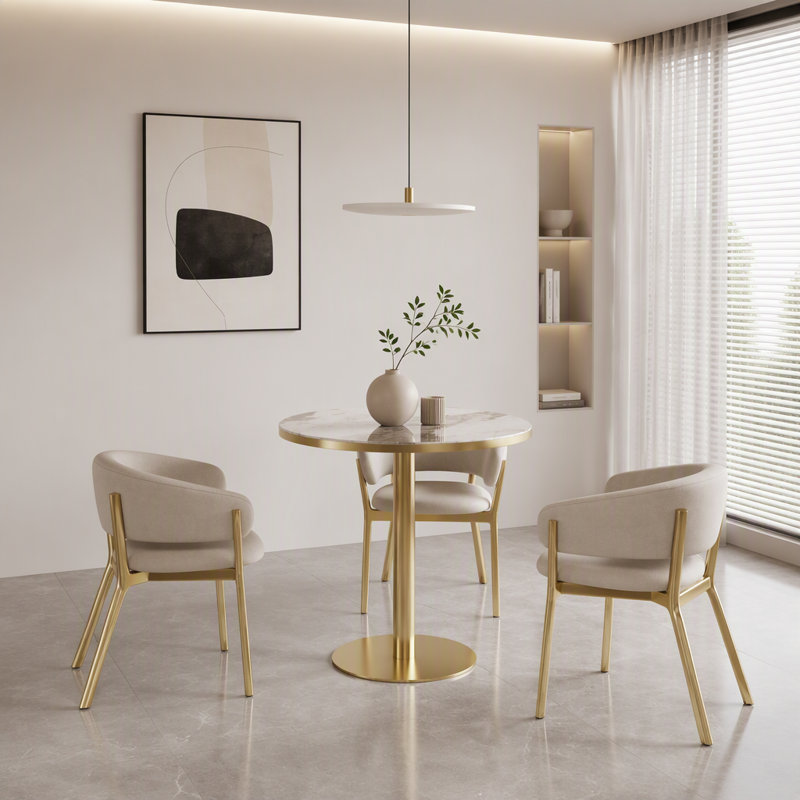 Table bistro ronde de 31,5 pouces avec plateau en faux marbre et plateau en métal robuste, facile à assembler, diamètre de la structure en métal robuste