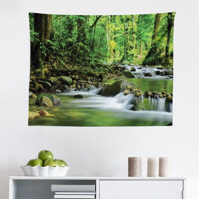 Rainforest Tapestry, Mountain Stream In A Tropical Rain Forest Foliage Countryside Wilderness Scene, Fabric Wall Hanging Decor For Bedroom Living Room -  East Urban Home, B161F47FFD84453AA26FB15CD60EF6CA