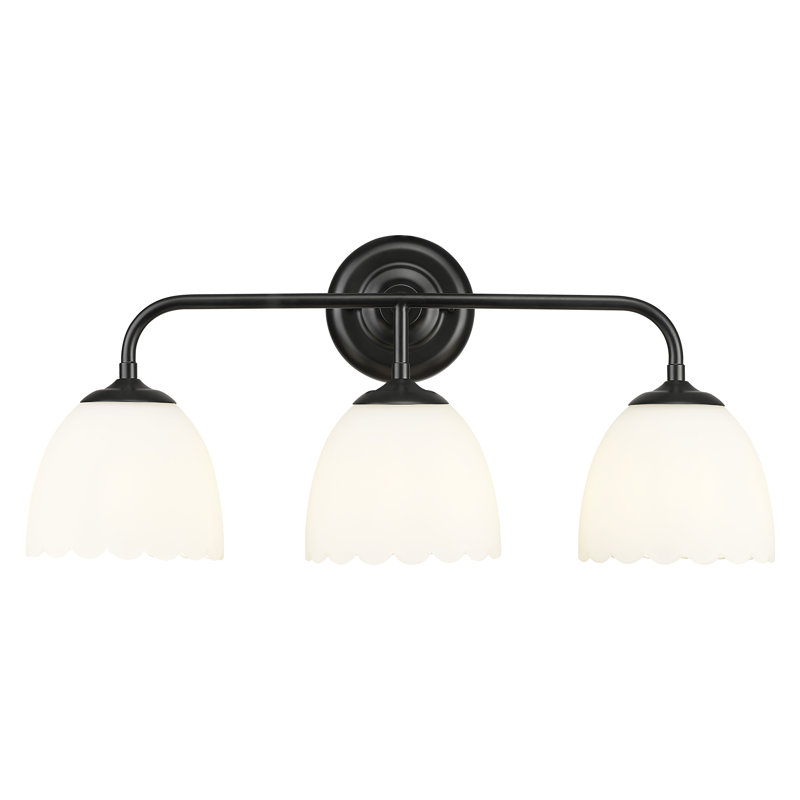 Dorinda 3-Light Vanity Light in Matte Black with Opal Glass, Matte Black