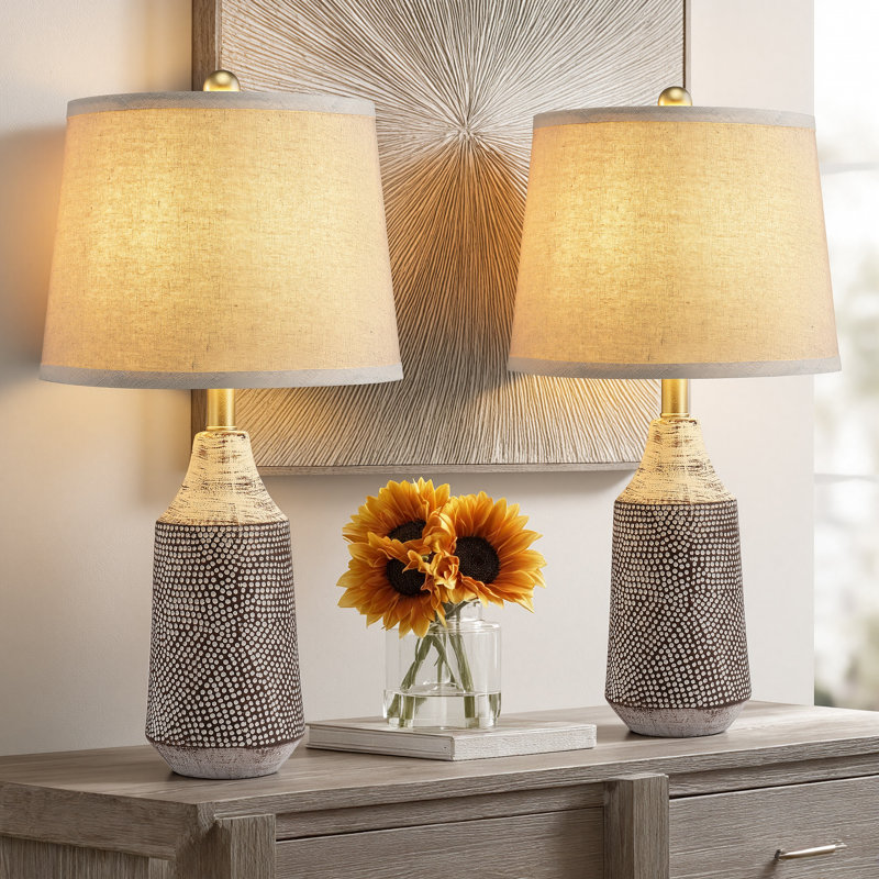 Ensemble de lampes de table en céramique de 23 po ChenJoss, convient aux chambres à coucher, aux salons, aux bureaux et aux bureaux (ensemble de 2)