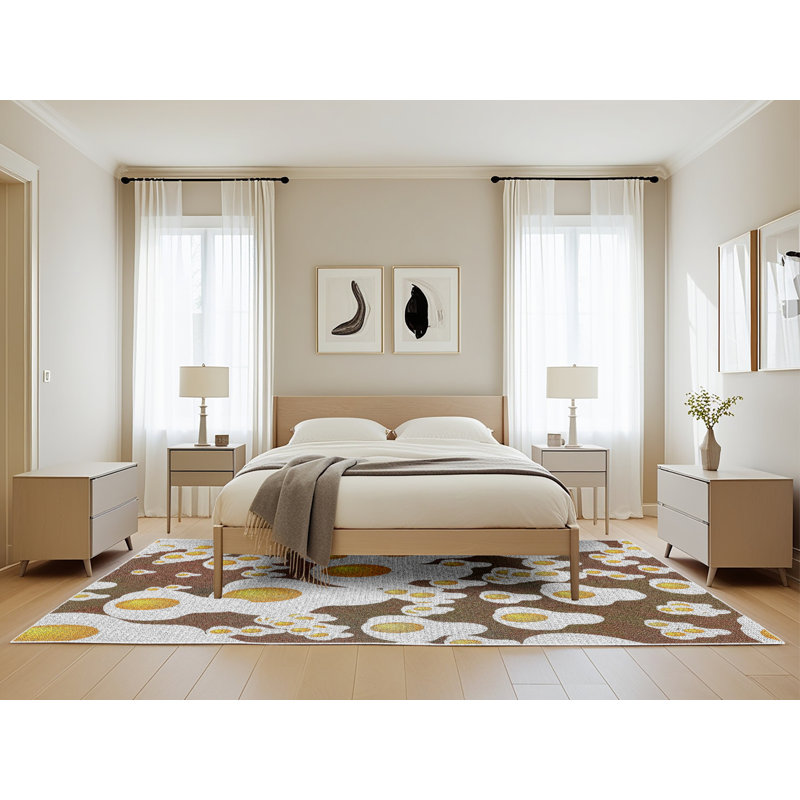 Brun Dagny/Tapis décoratif grise, Rectangle 5 pi x 8 pi