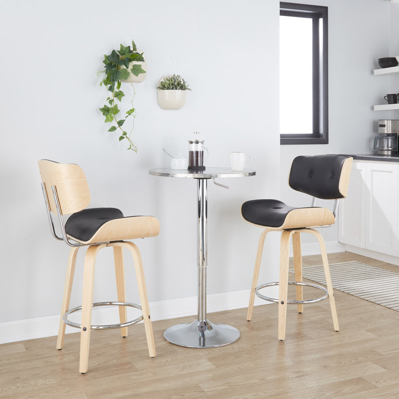 Table de bar ronde contemporaine réglable en argent