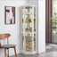 Vitrine d'angle vitrée avec vitrine d'angle lumineuse, vitrine avec lumière (incluse), bar à vin, armoire à vin avec tablettes réglables en verre, décoration sculptée BLANC, lumière (incluse)-131288839