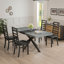 Retro Rectangular Stretch Dining Table, Stylish Simple Metal Dining Chair, Combination Set (Grey Dining Table And Black Dining Chair Set Of 4)-1713975663