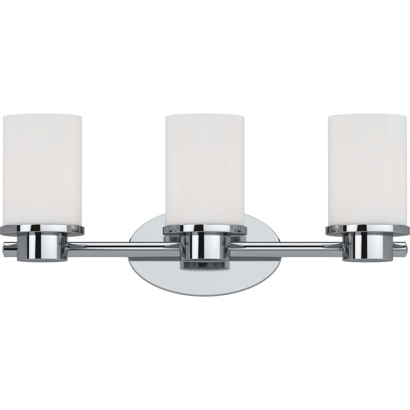 Sharyn 3-Light Indoor Chrome Bathroom Vanity Wall Mount with Frosted Glass Cylinder Shades