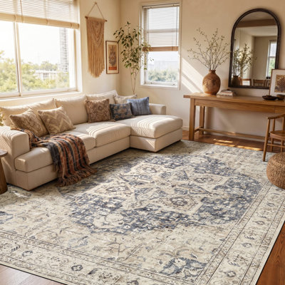     Adona Soft Washable Medallion Vintage Floral Area Rug for Living Room Bedroom Dining Room Lobby