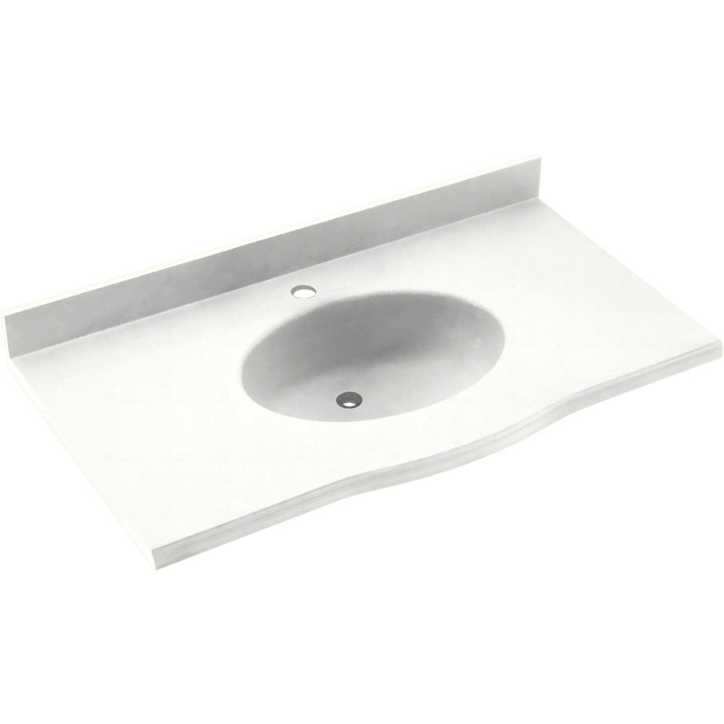 Plateau de meuble-lavabo simple 61 po Europa, Blanc Tahiti