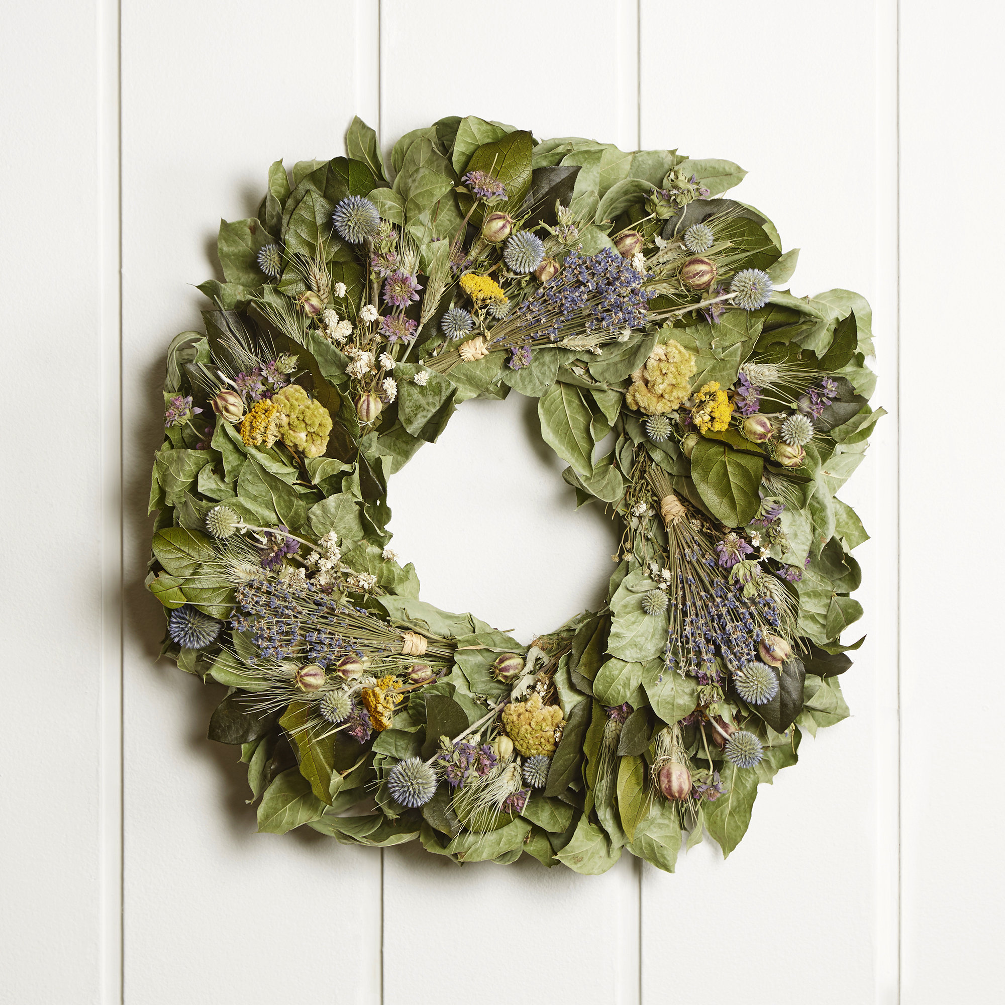 Primrue Spring Wreath Primrue Preserved and Dried Wildflower Lavender Lush Spring Wreath ...