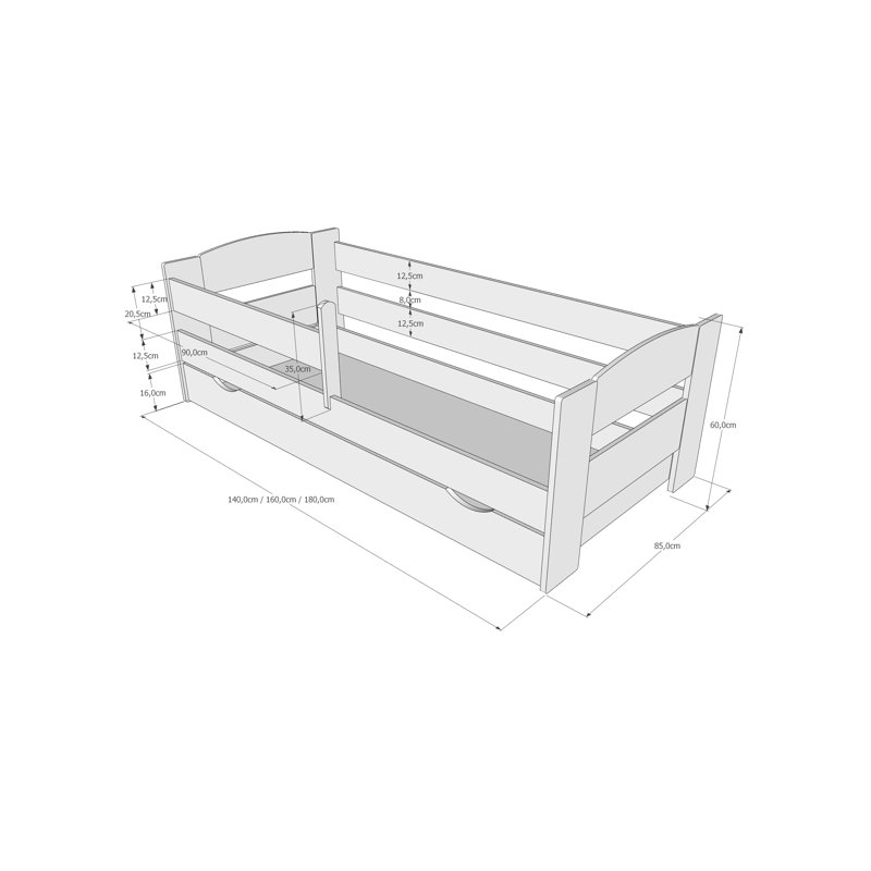 Fletcher Cabin Bed with Storage Included, Alder, European Toddler (80 x 160 cm)