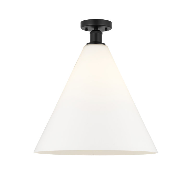 Plafonnier semi-encastré 1 lumière Yohannes, Noir mat, Blanc mat, H 17,13 po x l 16 po x P 16 po