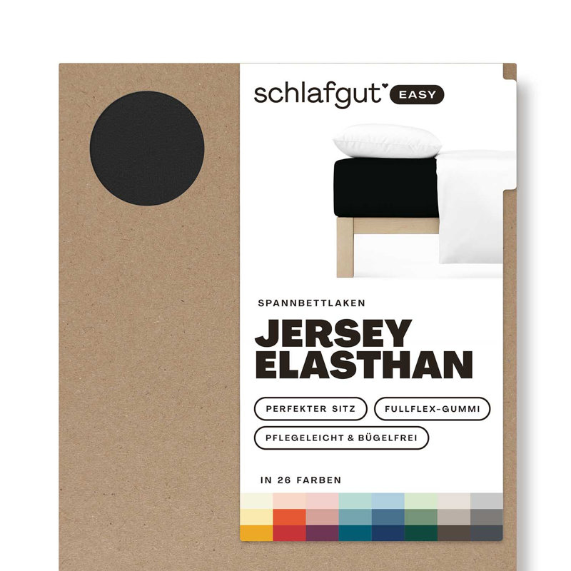 Jersey Elastane Fitted Sheet EASY, 100% Cotton, Off-Black, M 120 x 220cm - 130 x 220cm