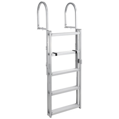Telescopic 5-Step Aluminum Tailgate Ladder – 350 lbs Heavy-Duty Straight Ladder – Non-Slip Wide Steps – Saltwater-Resistant – Quick-Release – Surface Anti-Corrosion Spray, Telescopic, Straight Ladder, Level 5