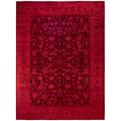 Overdyed Hand-Knotted Wool Modern-Contemporary Red Area Rug 8' 10" x 11' 10"