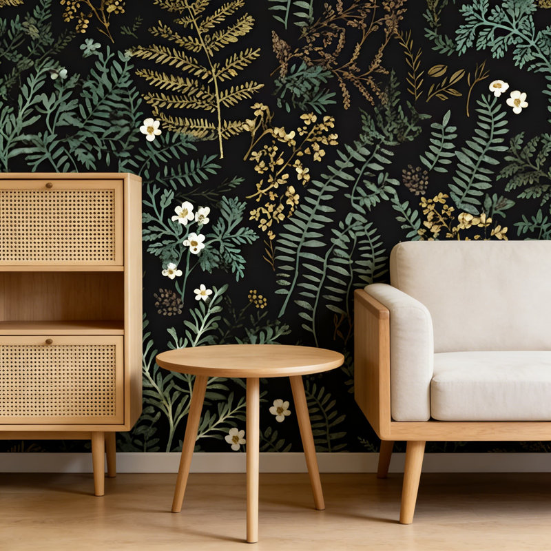 Papier peint adhésif botanique auto-adhésif vert feuille d'or pour murs, armoires, meubles - vinyle imperméable et durable - facile à installer et à nettoyer