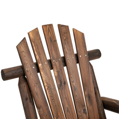 Chaise berçante d'extérieur en bois, Adirondack pour une personne avec dossier haut, siège à lattes pour l'intérieur et l'extérieur, carbonisé