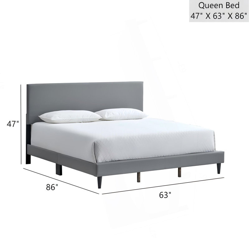 Grand lit Baron (matelas non inclus), Gris clair, Grand lit