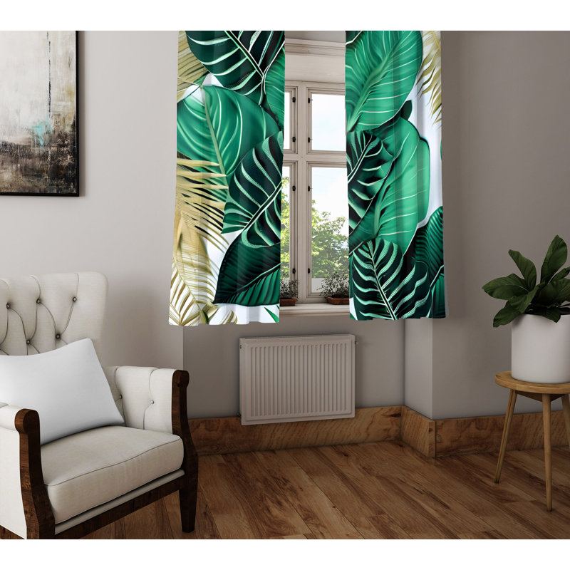 Paire de rideaux semi-transparents en polyester Baiba, L 40 po x L 82 po
