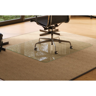 Round Tempered Glass Chair Mat for Hardwood Floor or Carpet - ShockShield Bumper System - Ultra-Clear with Standard Edge