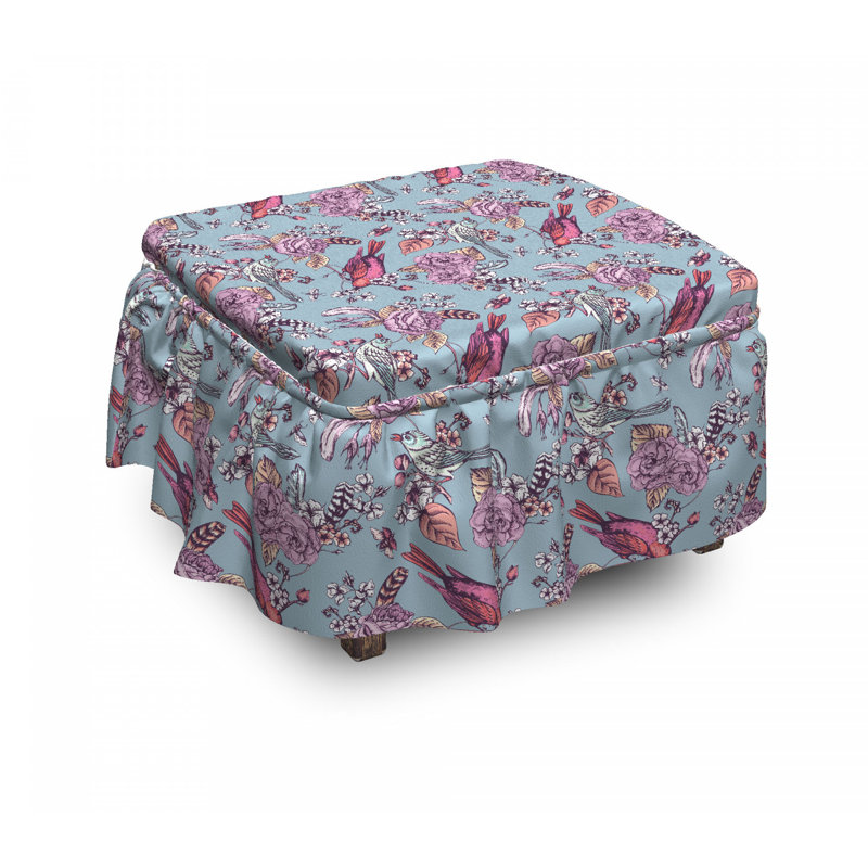 Housse pour repose-pieds oiseaux et fleurs s’asseoir