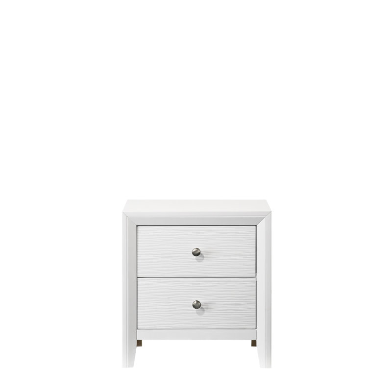 Table de chevet moderne 2 en blanc, bois pour chambre à coucher et salon, design contemporain,