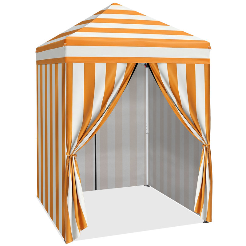 Auvent portatif escamotable 5 pi x 5 pi, Blanc / orange