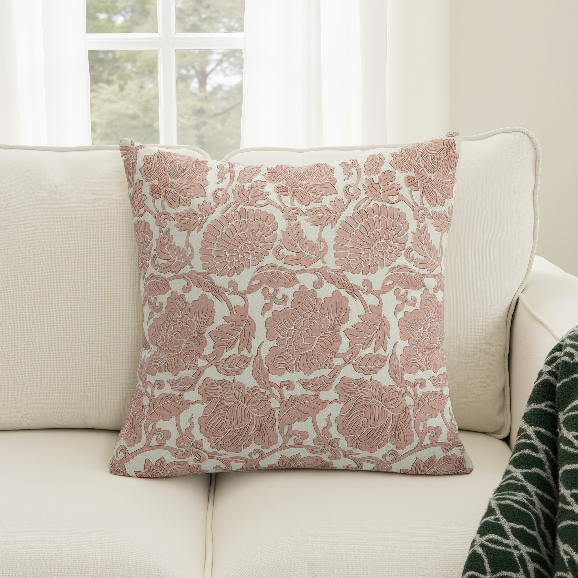 Ima Floral Cotton Throw Pillow, Polyester, 18" x 18"