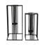 Hurricane Lantern Metal Iron Vertical Bar Design Matte Finish for Living Room Bedroom Office Set of 2 - 26", 20" Black