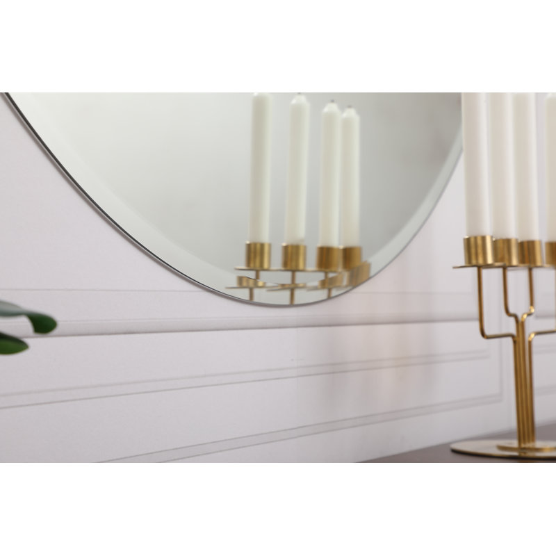 Miroir décoratif biseauté moderne et contemporain sans cadre Caimen, H 42 po x l 42 po