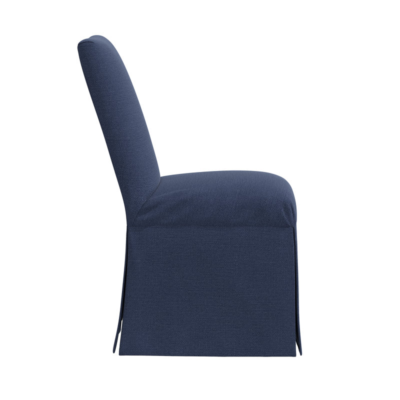 Red from Scalamandre Crafted by Cloth & Company Claremont Dining Chair in Solids, Slubby Navy Linen