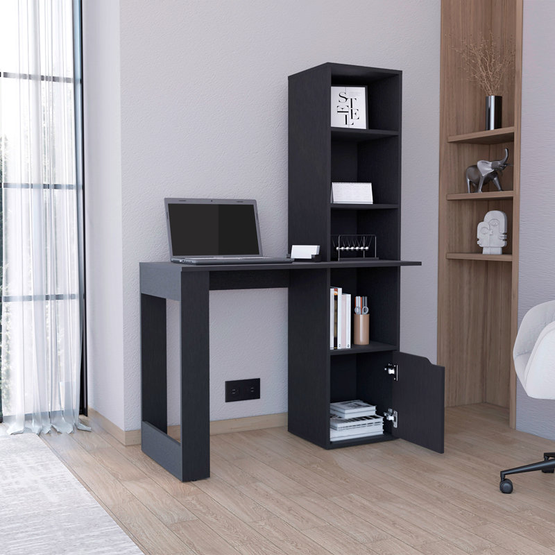 Bureau d'écriture avec bibliothèque et armoire Ripley, Noir