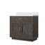 Meuble-lavabo simple en chêne brun l 36 po x P 22 po, avec comptoir en quartz blanc-825491097
