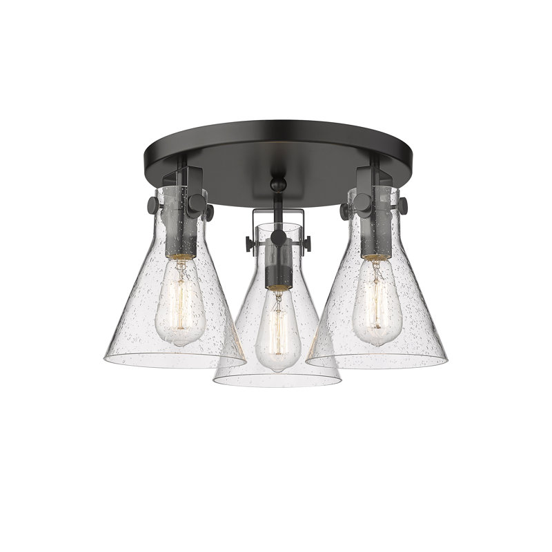 Plafonnier encastré 3 lumières Skokie, Bullé, Noir mat