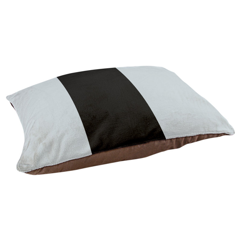 Coussin rectangulaire designer New York Bronx, Grand (L 40 po x l 50 po), Argent / noir / argent