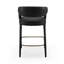 Tabouret de comptoir 26 po Cid Taya, dossier incurvé ouvert, similicuir noir