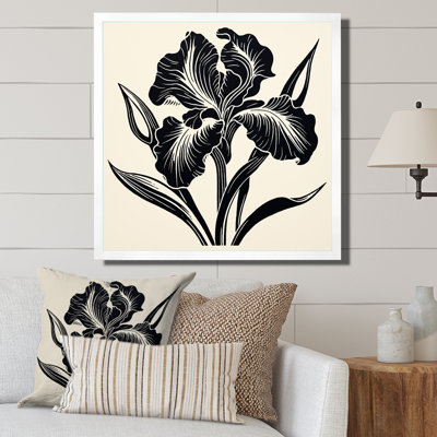 Iris monochrome en noir et blanc I sur toile