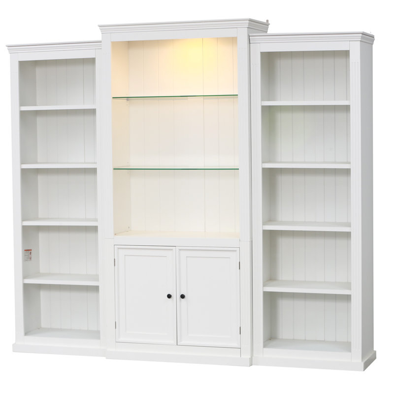 3 pièces 78,75 po à 3 niveaux avec bibliothèque et plafonnier réglable à 5 couleurs, Blanc