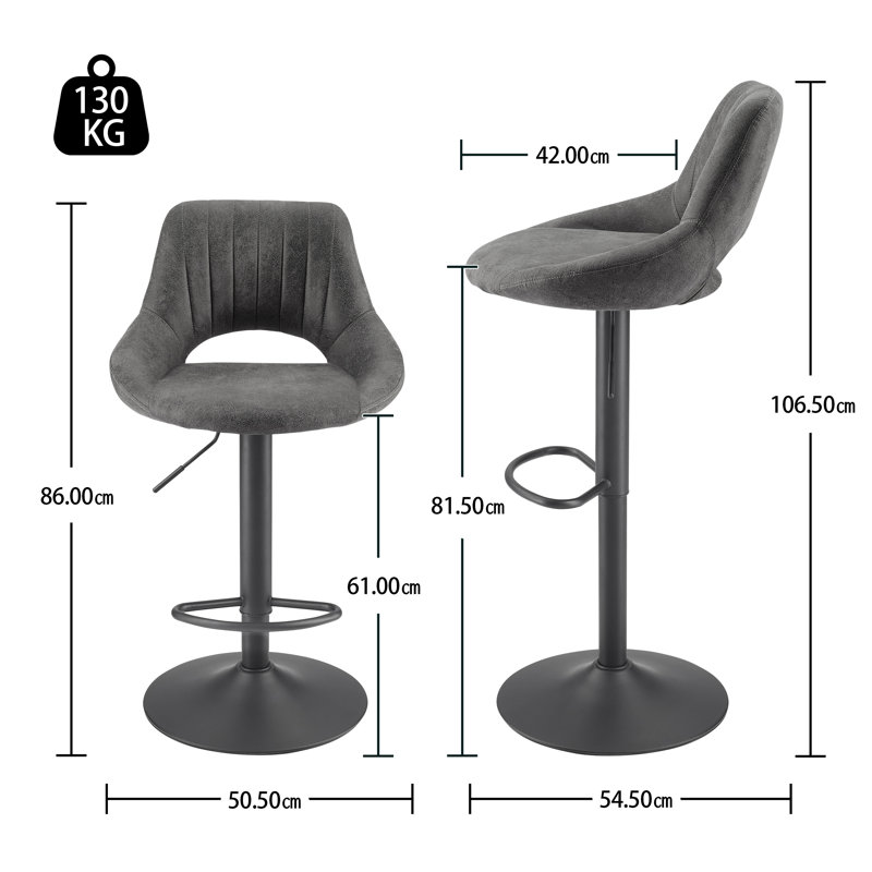 Tabouret tournant à hauteur réglable Licon, Gris