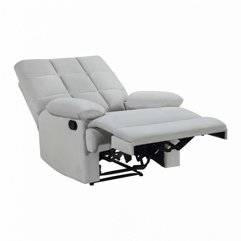 Velvet Reclining Chair, Light Gray
