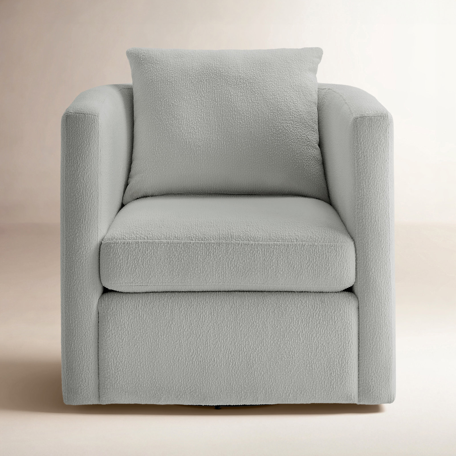 Fran Swivel Barrel Chair, Light Gray Polyester