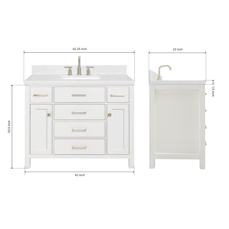 4_ARIEL Bristol 42 Single Sink Bathroom Vanity with Carrara White Quartz, White, 60"
