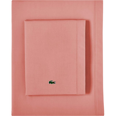 Lacoste 220 Thread Count 100% Cotton Percale Sheet Set In Brown