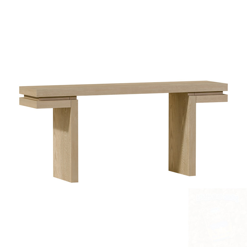 Rectangular Console Table With Sturdy Wooden Frame, Natural