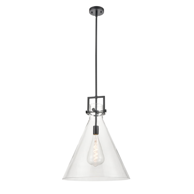Luminaire suspendu conique à 1 lumière Bogle, Ampoule non incluse, H 55,75 po x l 18 po x P 18 po, Noir mat