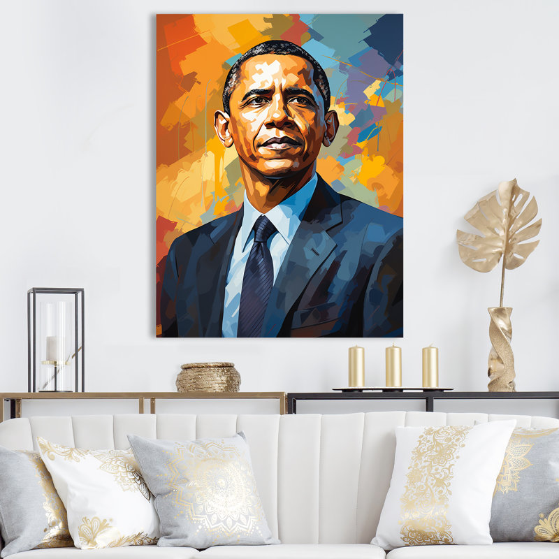 «Popart Obama Portrait - President», reproduction sur toile_105809, Toile tendue, H 32 po x l 24 po x P 1 po