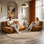 Élégant fauteuil à une place avec dossier sculptural et table d'appoint intégrée pour un confort et un style de salon améliorés