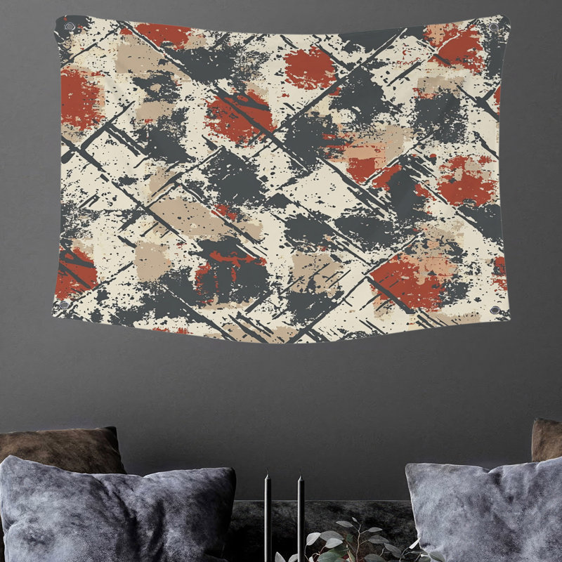 Tapisserie murale grunge - décoration murale abstraite, H 88 po x l 104 po