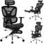 Chaise de bureau avec repose-pieds, 181 kg, structure et siège en maille noire