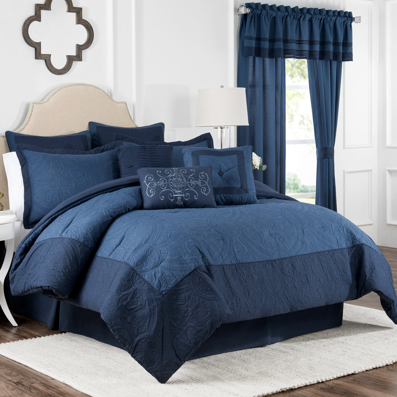 Bensonhurst Polyester Comforter, Blue, King