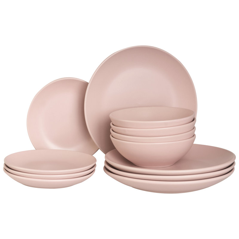 Stoneware Dinnerware - Service for 6, Pink