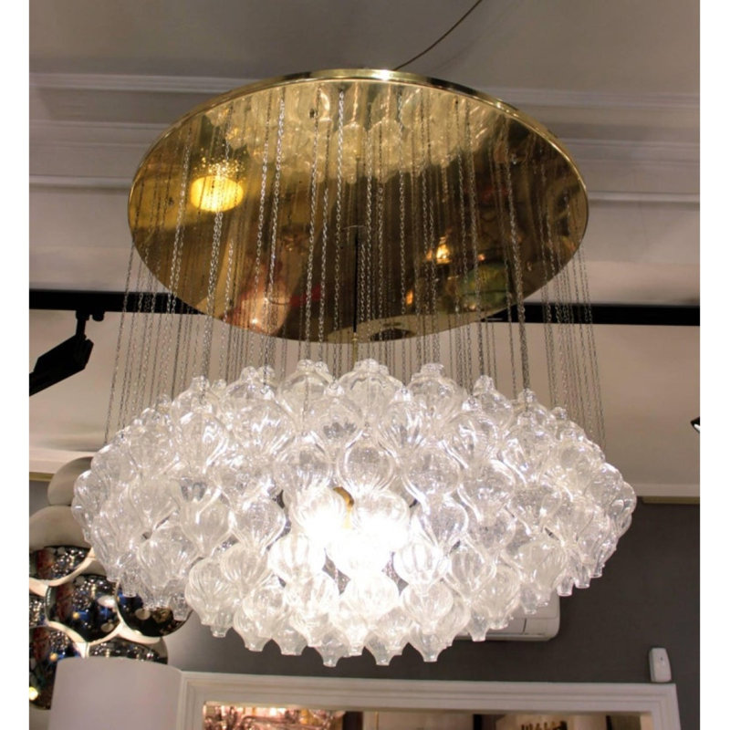 Lustre tulipan Kalmar, Transparent, Bronze, 30” Diameter x 14” Min Height-54” Max Height